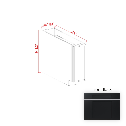 Slim Shaker Style Wood Iron Black Base Cabinet Iron Black 1