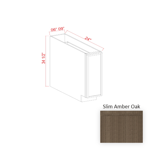 Slim Shaker Style Wood Amber Oak Base Cabinet Slim Amber Oak 1