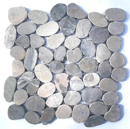 Special Mix Gray Flat Pebble Mosaic - 12" x 12"