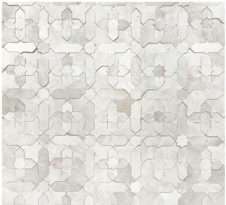 Zellige Classique Terracotta Starbust in Atlas White Mosaic Glossy 2