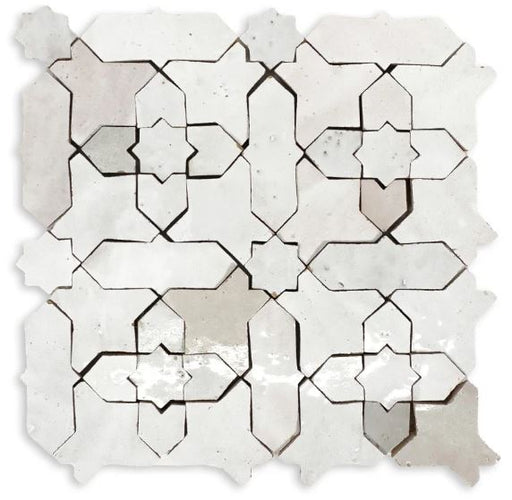 Zellige Classique Terracotta Starbust in Atlas White Mosaic Glossy 1