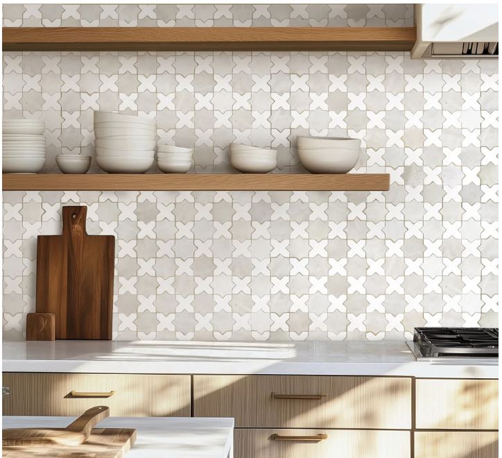 Zellige Classique Terracotta Star / Cross in Atlas / Lambs Mosaic Glossy 2