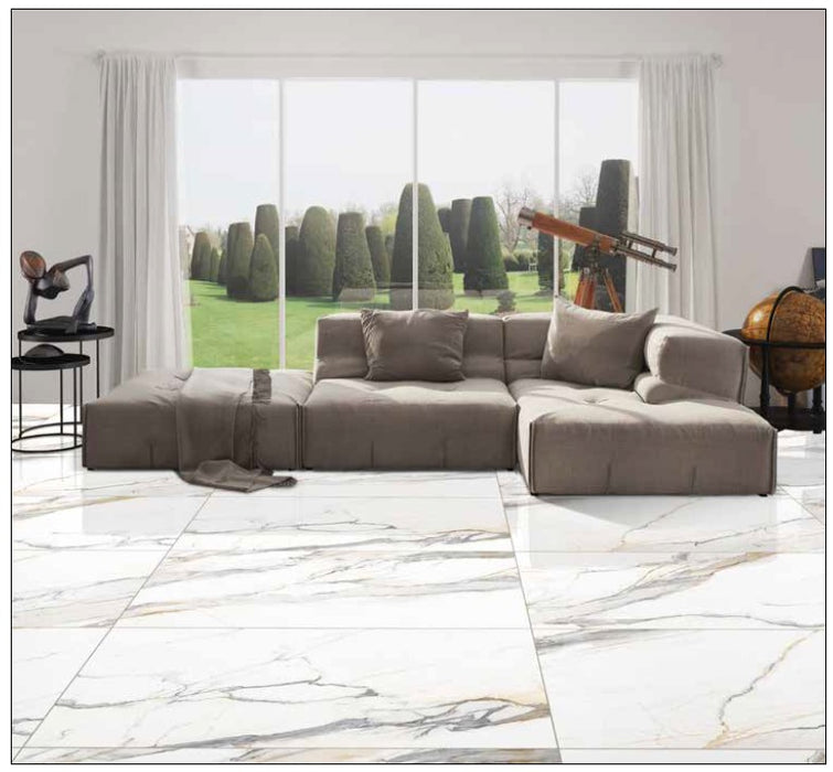 Porceluxe Statuario Elite Gem Porcelain Tile - 24" x 48" Honed