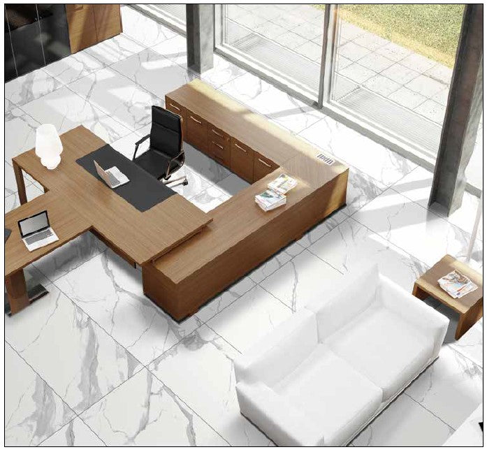 Porceluxe Statuario Grace Gem Porcelain Tile - 24" x 48" Honed