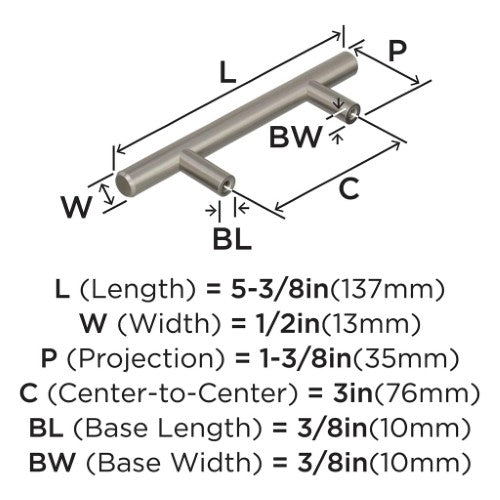 Bar Pulls Carbon Steel Sterling Nickel Cabinet Pull 23