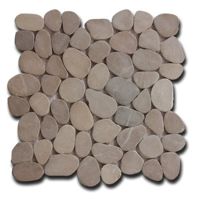 Tan Flat Pebble Mosaic - 12" x 12"