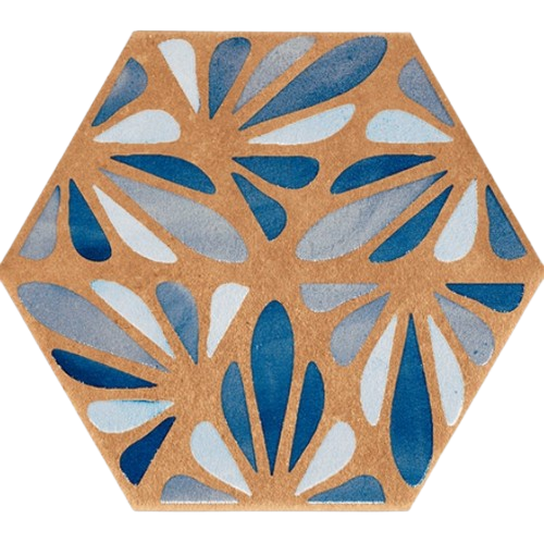 Full Tile Sample - Marca Corona Terracreta Dipinto Chamotte Hexagon Porcelain Tile - 8.5" x 10" x 9 MM Honed
