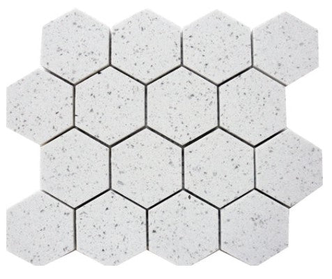 Terrazzo Silver Polished Terrazzo Mosaic - 3" Hexagon