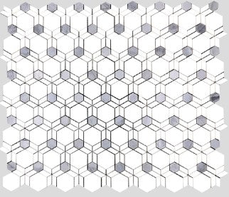 Thassos & Blue Waterjet Polished Marble Mosaic - Hexagon Illusion