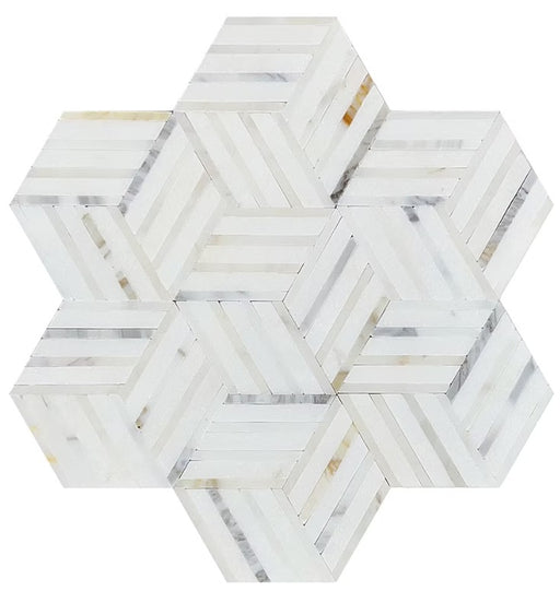 Thassos White & Calacatta Gold Marble Mosaic Polished 1