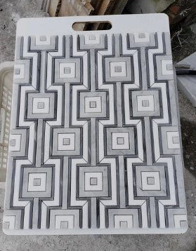 Thassos, Carrara & Bardiglio Waterjet Marble Mosaic - Pinboard Polished