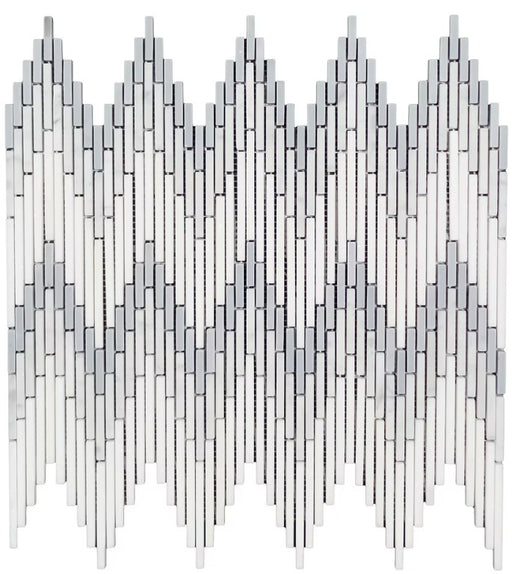 Thassos White, White Carrara & Bardiglio Marble Mosaic Honed 1