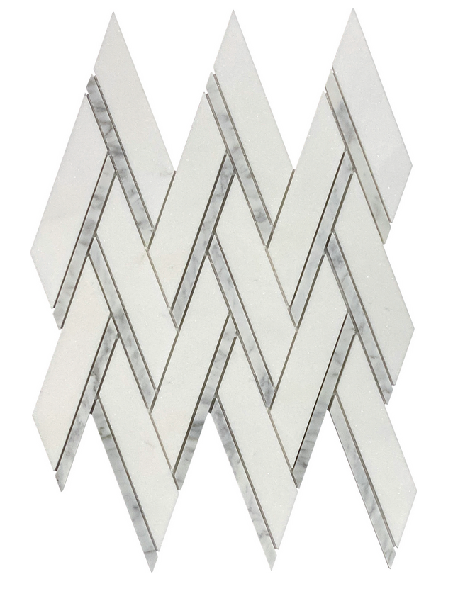 Thassos White & White Carrara Marble Mosaic Polished 1