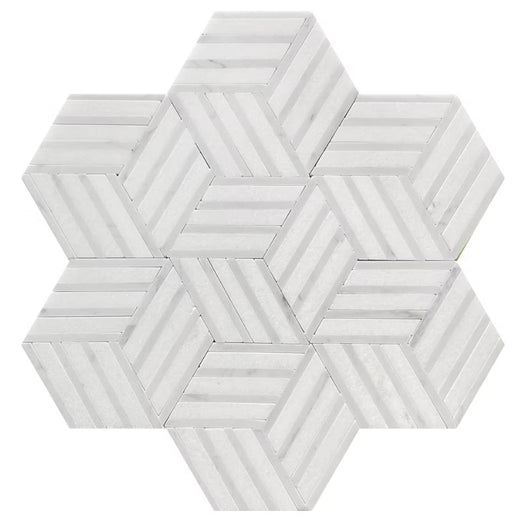 Thassos White & Carrara White Marble Mosaic Polished 1