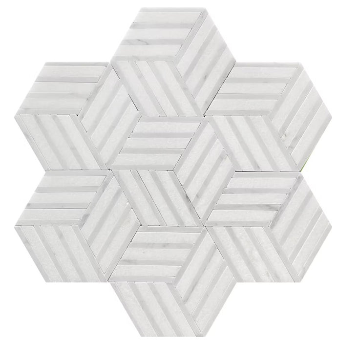 Thassos White & Carrara White Marble Mosaic Polished 1