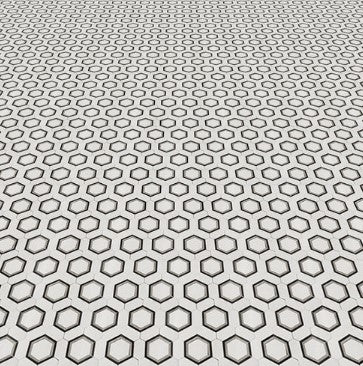 Basalt Rough Interlock Thassos, Grey & Basalt Waterjet Mosaic - Hexagon Combo Interlock ...