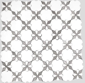 Thassos Grey Waterjet Polished Marble Mosaic - Rosettes