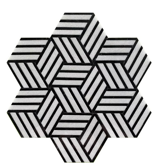 Thassos White & Nero Marquina Marble Mosaic Polished 1