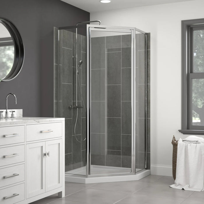 Tides Glass & Aluminum Silver Shower Door Silver 2