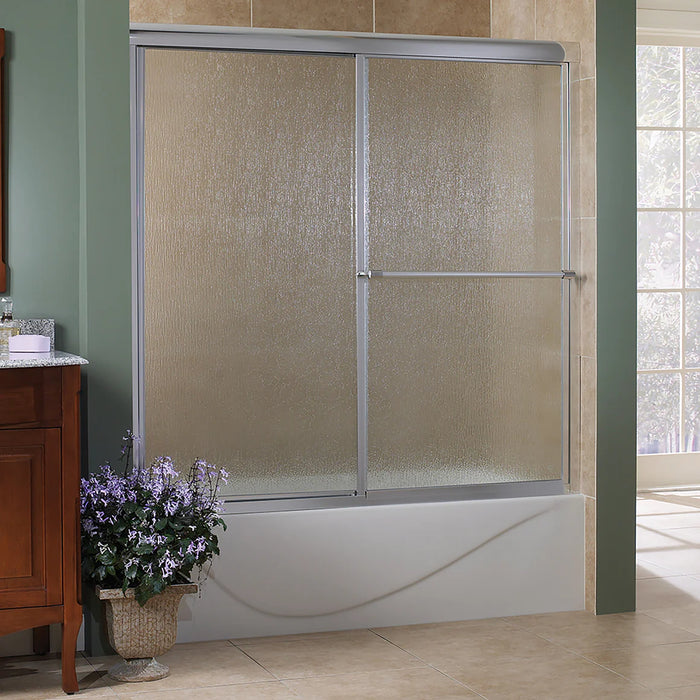 Tides Glass & Aluminum Silver Shower Door Silver 2
