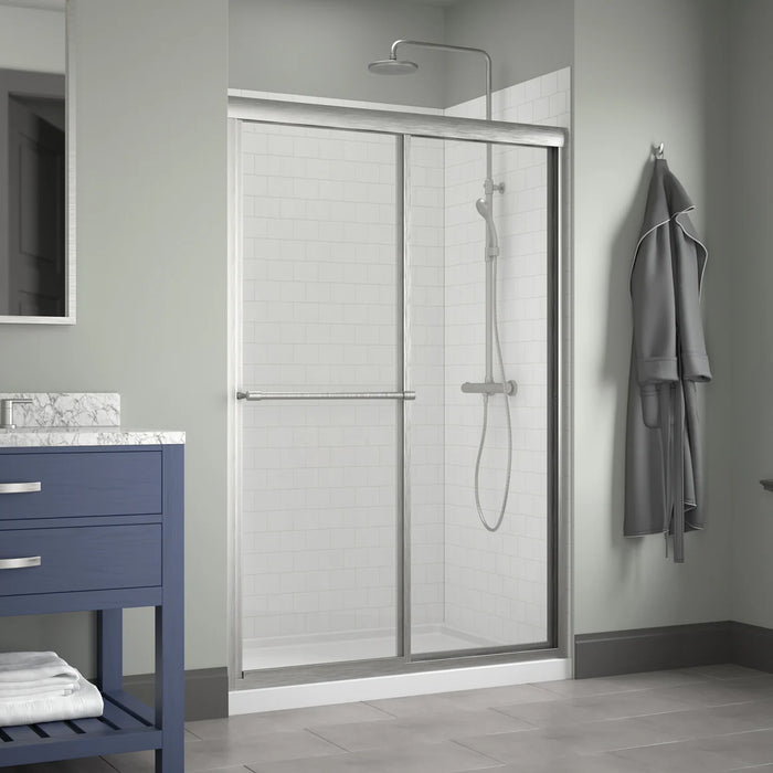 Tides Glass & Aluminum Silver Shower Door Silver 1