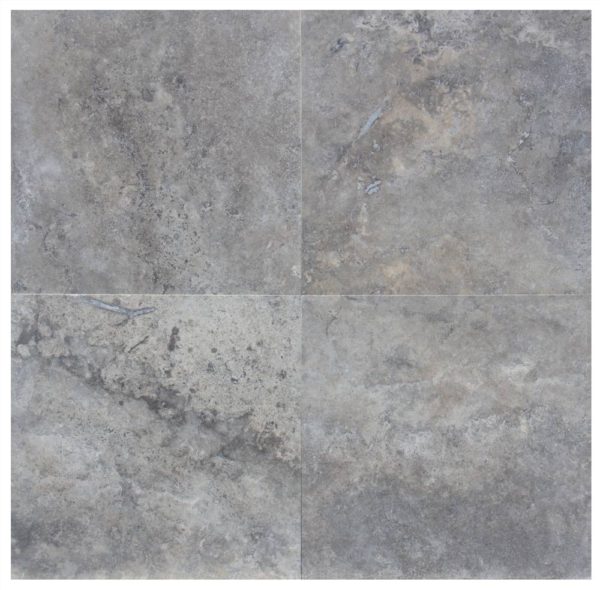 Full Tile Sample - Titanium Cross Cut Travertine Tile - 12" x 12" x 1/2" Filled & Honed