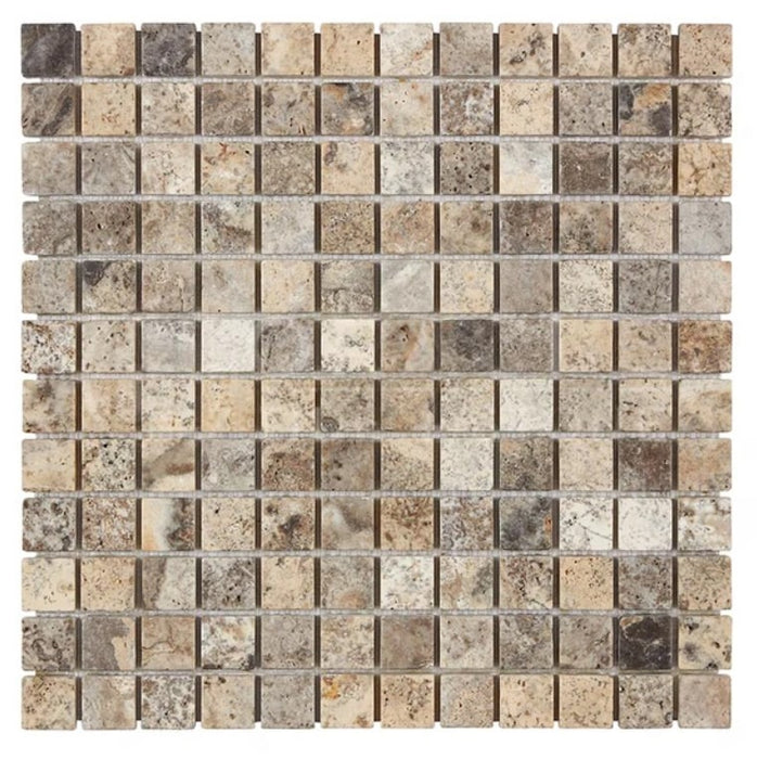 Titanium Travertine Mosaic Tumbled 1