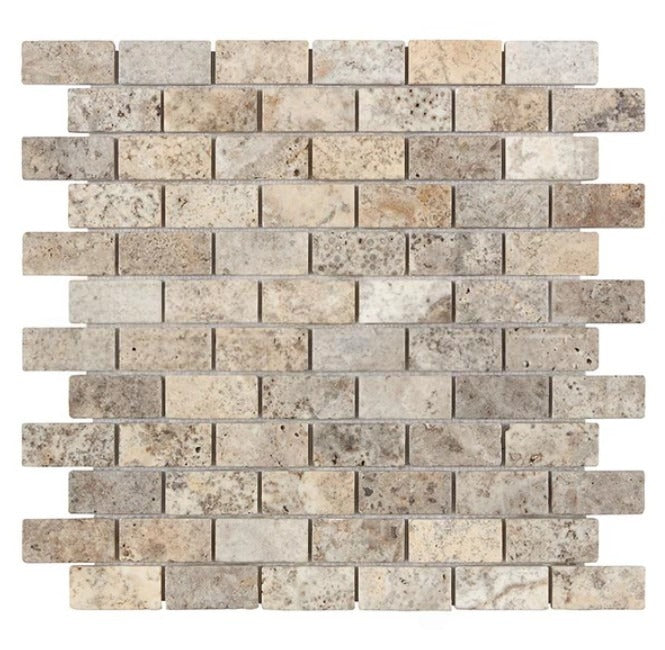Titanium Travertine Mosaic Tumbled 1