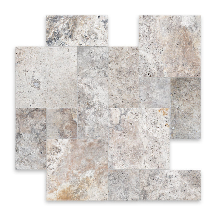 Titanium Cross Cut Travertine Paver Roman Pattern - Tumbled