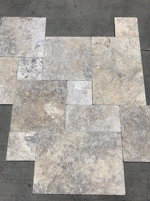 Titanium Travertine Versailles Pattern Tumbled 1