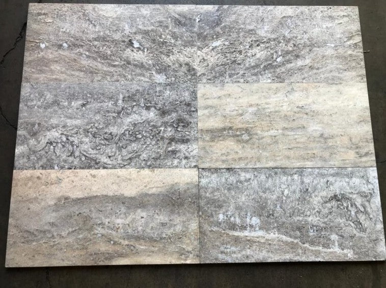 Titanium Vein Cut Travertine Tile Filled & Polished 1