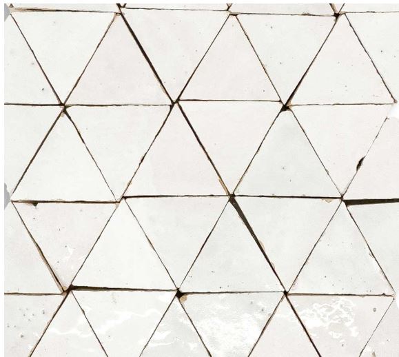 Zellige Classique Terracotta Triangle in Atlas White Mosaic Glossy 2