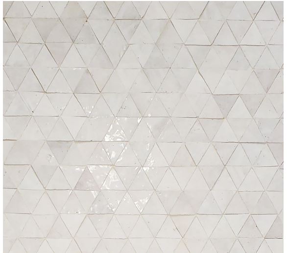 Zellige Classique Terracotta Triangle in Atlas White Mosaic Glossy 3