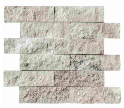 Tundra Gray Split Face Marble Mosaic - 2" x 6" Brick