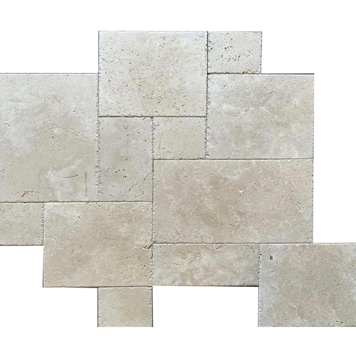 Tuscany Cream Travertine Versailles Pattern - Chiseled & Brushed 