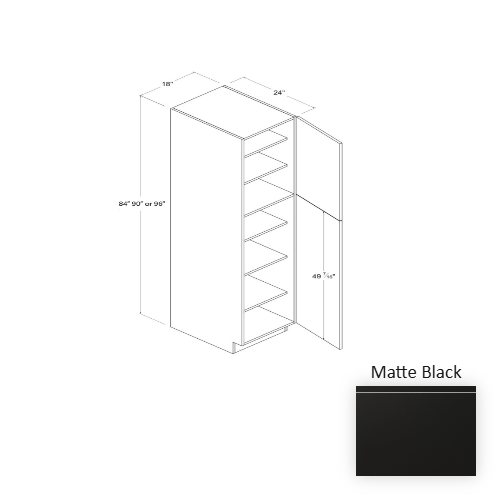Frameless European Style Wood Matte Black Pantry Cabinet Matte Black 1