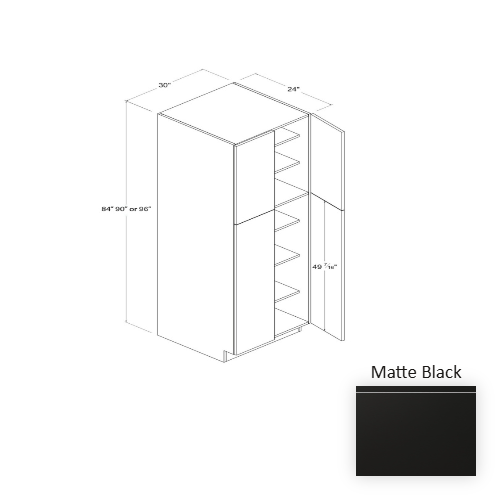 Frameless European Style Wood Matte Black Pantry Cabinet Matte Black 1