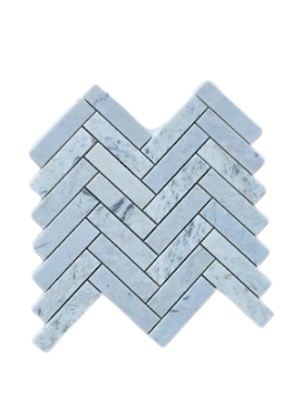 Valentino White Honed Marble Mosaic - 1" x 4" Herringbone