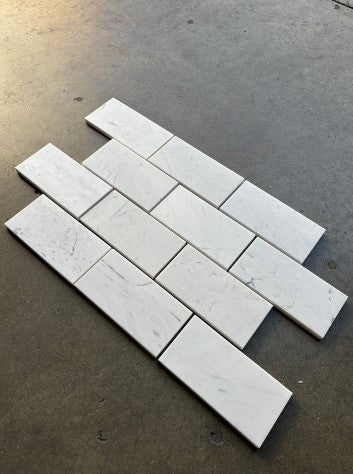 Honed Valentino White Marble Tile - 3" x 6"