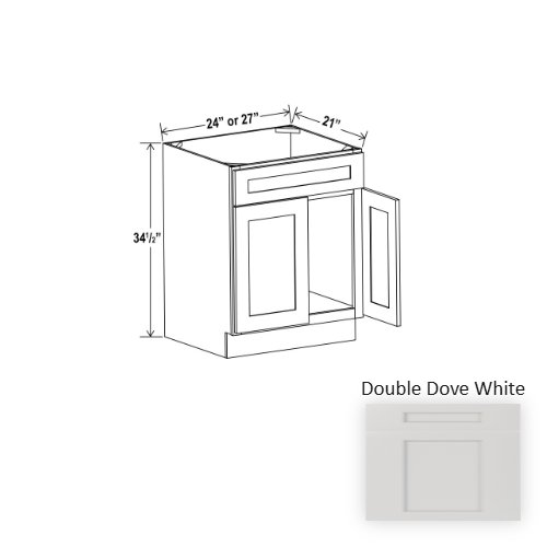 Double Shaker Style Wood Dove White Vanity Drawer Base Dove White 1
