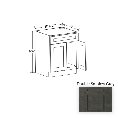 Double Shaker Style Wood Smokey Gray Vanity Drawer Base Smokey Gray 1