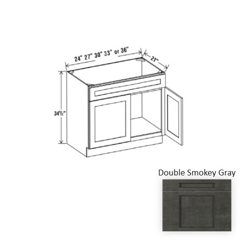 Double Shaker Style Wood Smokey Gray Vanity Drawer Base Smokey Gray 1