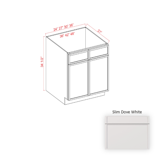 Slim Shaker Style Wood Dove White Vanity Drawer Base Dove White 1