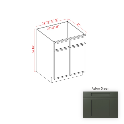 Slim Shaker Style Wood Aston Green Vanity Drawer Base Aston Green 1