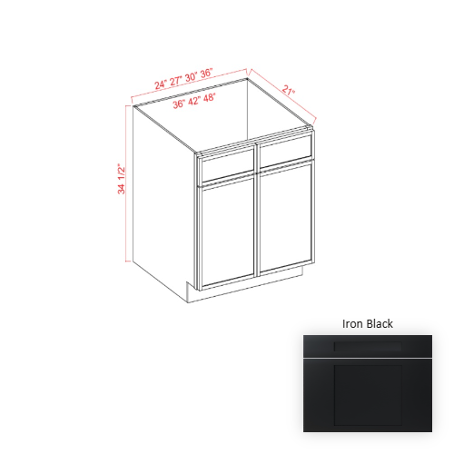 Slim Shaker Style Wood Iron Black Vanity Drawer Base Iron Black 1