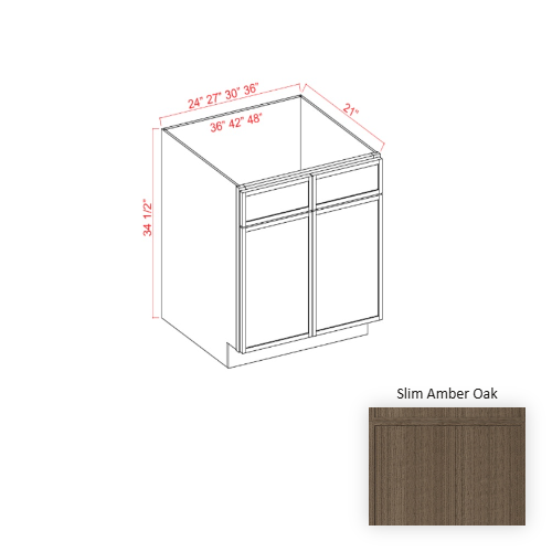 Slim Shaker Style Wood Amber Oak Vanity Drawer Base Slim Amber Oak 1