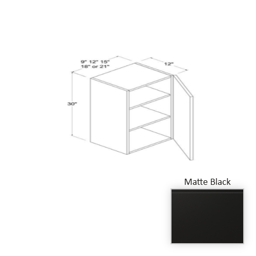Frameless European Style Wood Matte Black Wall Cabinet Matte Black 1