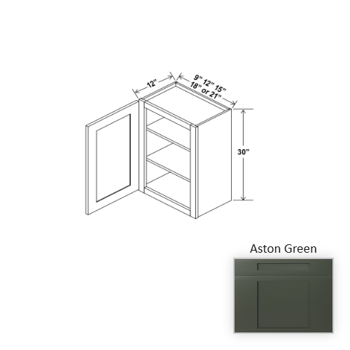 Slim Shaker Style Wood Aston Green Wall Cabinet Aston Green 1
