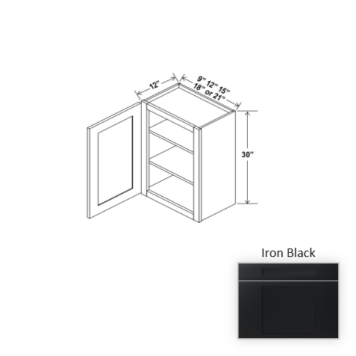 Slim Shaker Style Wood Iron Black Wall Cabinet Iron Black 1