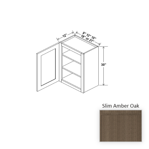 Slim Shaker Style Wood Amber Oak Wall Cabinet Slim Amber Oak 1